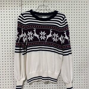 Crown & Ivy Navy and White Striped Sweater Size Medium